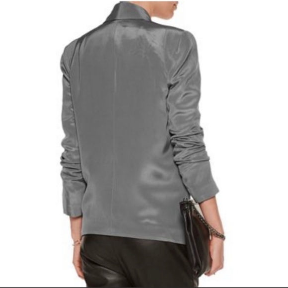 REBECCA MINKOFF BECKY GRAY SILK BLAZER SIZE 2 - Picture 2 of 8